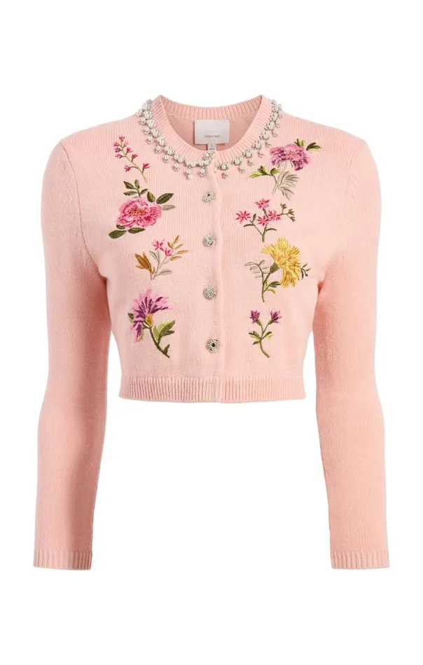 Cinq Sept Isolde Embroidered Cardigan Softpinkmulti Women Sweaters and Knits