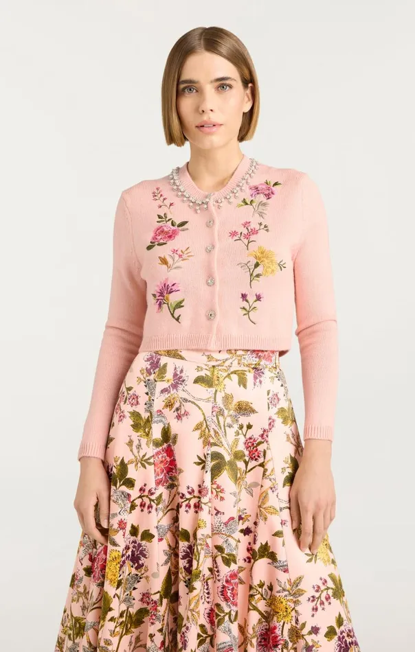 Cinq Sept Isolde Embroidered Cardigan Softpinkmulti Women Sweaters and Knits