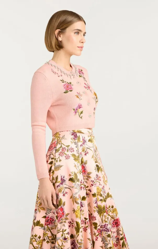 Cinq Sept Isolde Embroidered Cardigan Softpinkmulti Women Sweaters and Knits