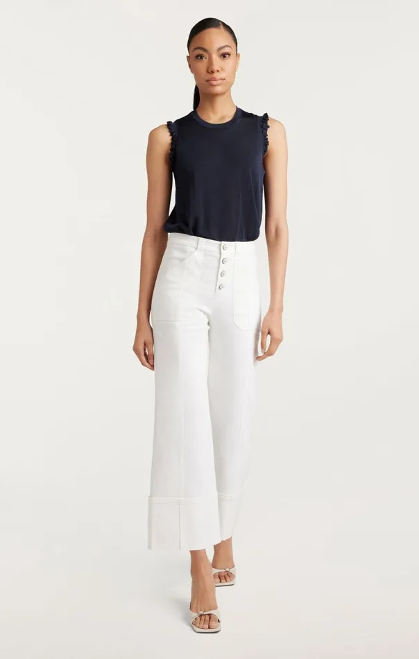 Cinq Sept Knit Front Lenore Top Navy Women Tank Tops and Camisoles