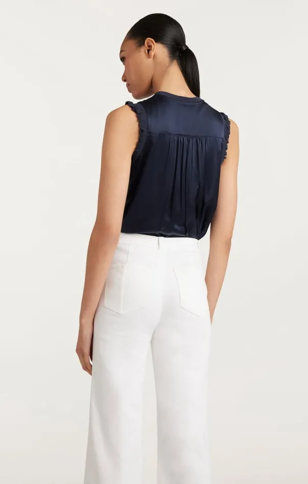Cinq Sept Knit Front Lenore Top Navy Women Tank Tops and Camisoles