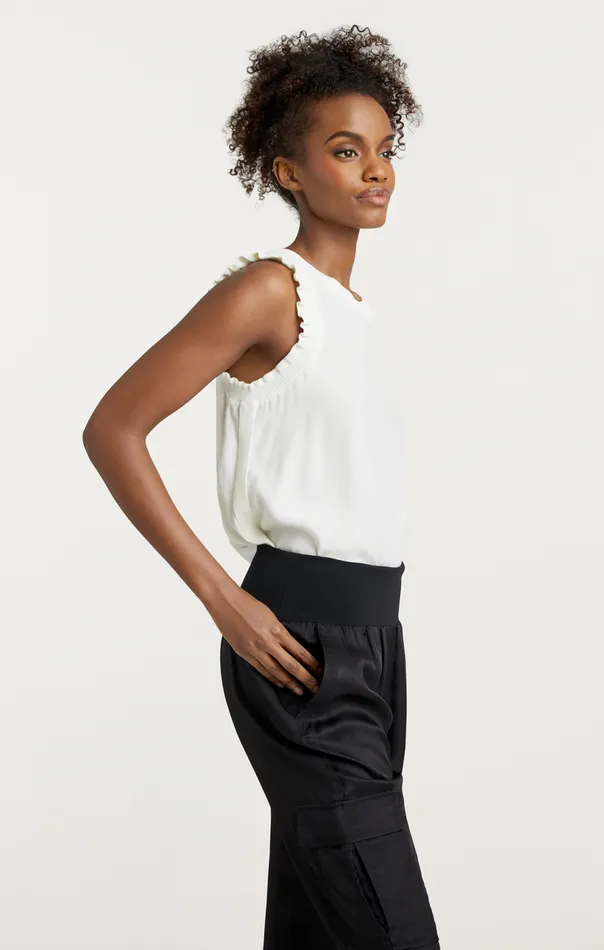 Cinq Sept Lenore Top Ivory Women Tank Tops and Camisoles