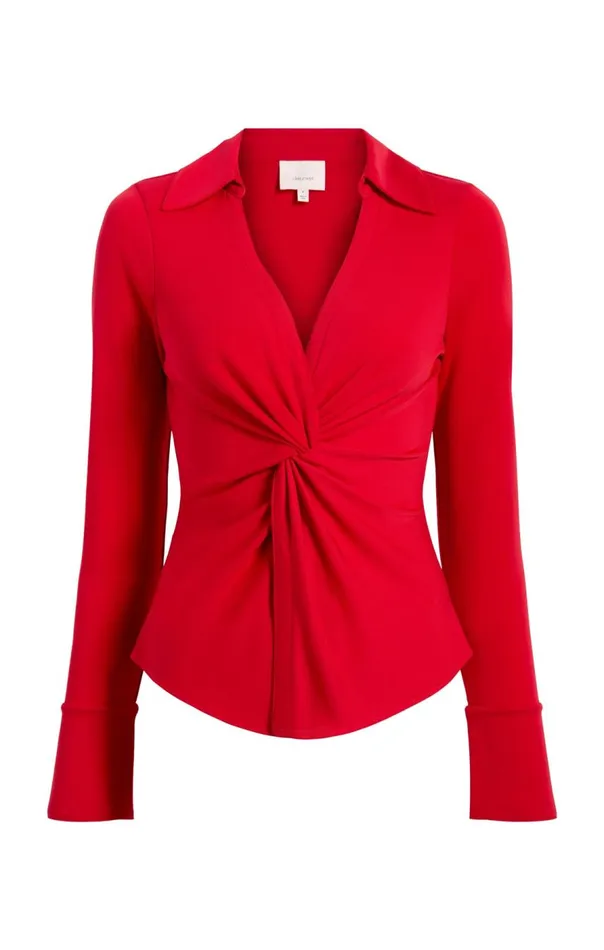 Cinq Sept Matte Jersey Mckenna Top Candyapple Women Long Sleeve Tops