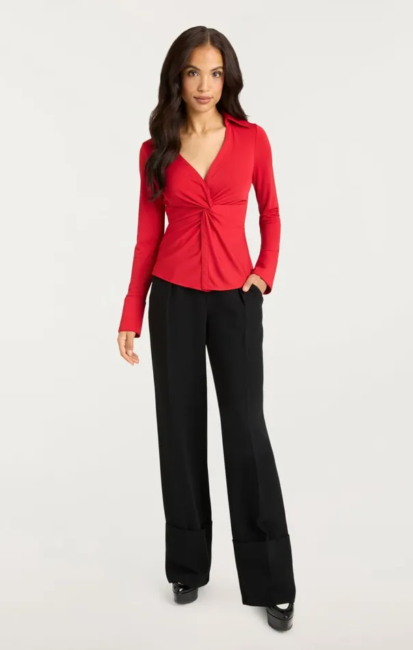 Cinq Sept Matte Jersey Mckenna Top Candyapple Women Long Sleeve Tops