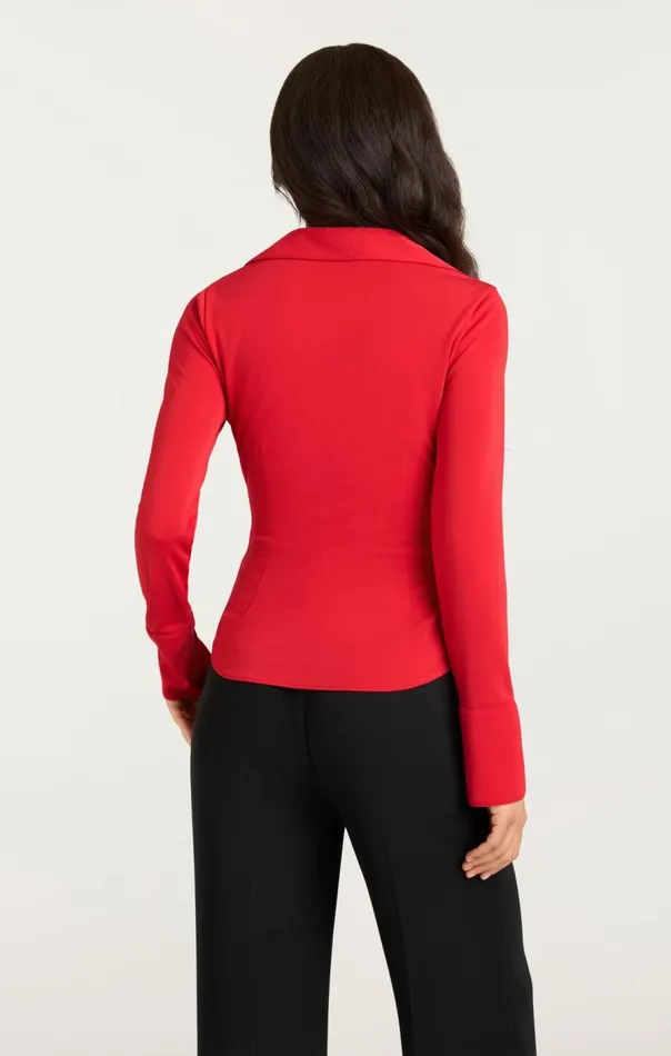 Cinq Sept Matte Jersey Mckenna Top Candyapple Women Long Sleeve Tops