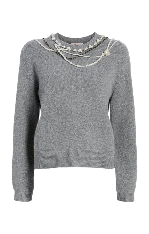 Cinq Sept Necklace Lilliana Pullover Lightheathergrey Women Long Sleeve Tops
