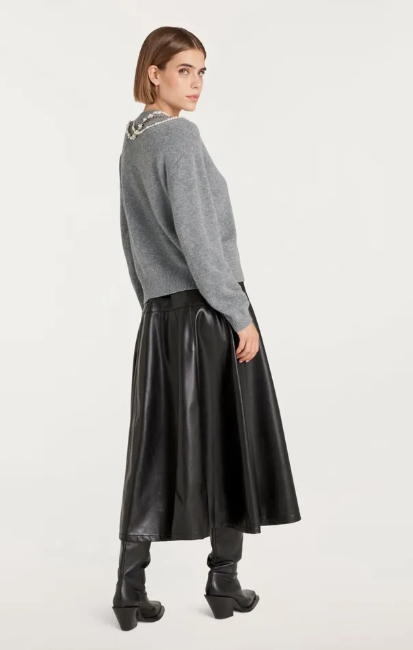 Cinq Sept Necklace Lilliana Pullover Lightheathergrey Women Long Sleeve Tops