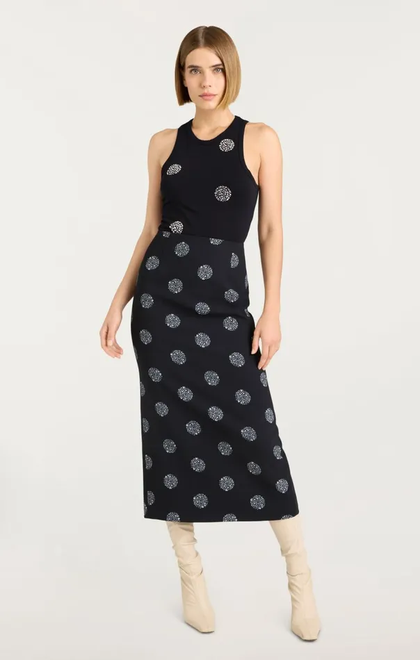 Cinq Sept Polka Dot Embellished Lizzie Tank Blacksilver Women Tank Tops and Camisoles