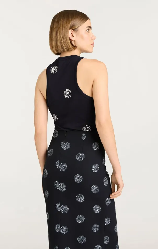 Cinq Sept Polka Dot Embellished Lizzie Tank Blacksilver Women Tank Tops and Camisoles