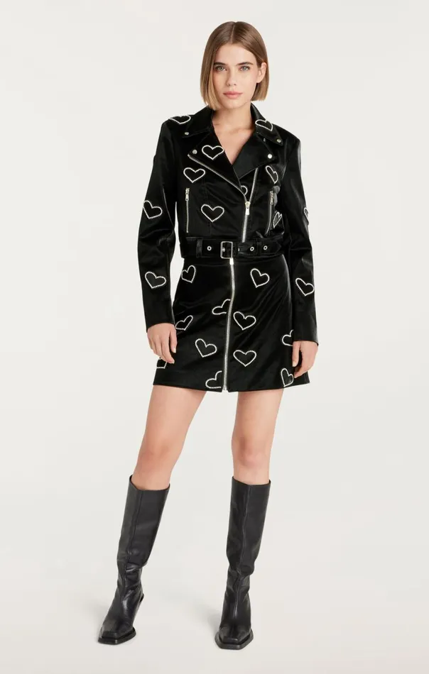 Cinq Sept Rhinestone Hearts Zoe Jacket Blacksilver Women Jackets