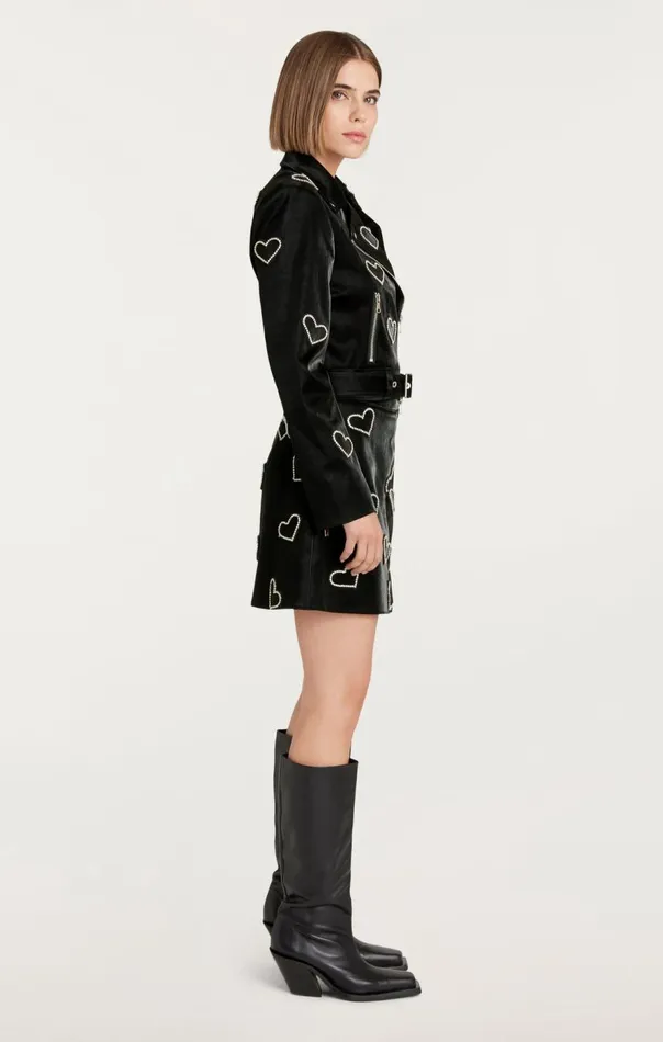 Cinq Sept Rhinestone Hearts Zoe Jacket Blacksilver Women Jackets