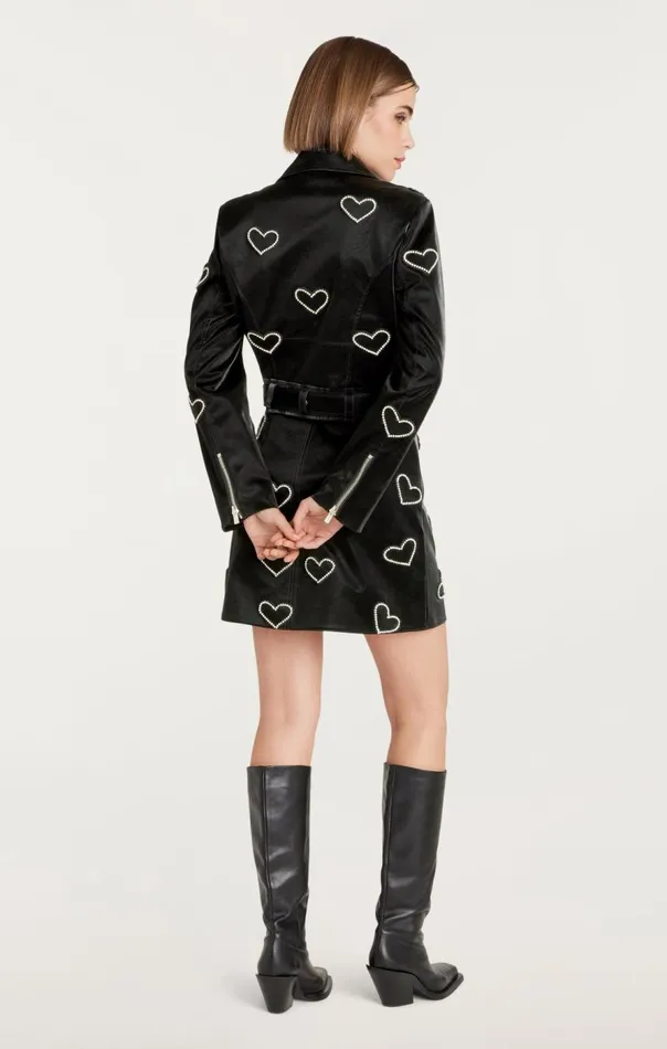 Cinq Sept Rhinestone Hearts Zoe Jacket Blacksilver Women Jackets