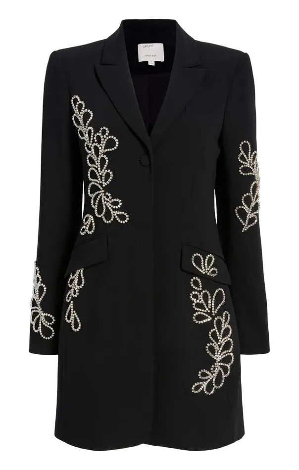 Cinq Sept Rhinestone Paisley Long Sleeve Joel Dress Black Women Cocktail and Evening