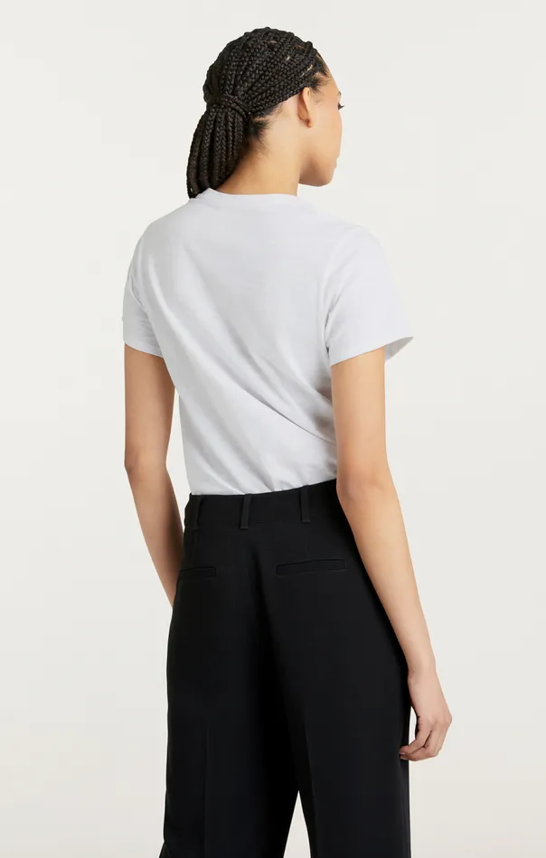 Cinq Sept Shrunken Fringe Bonjour Tee Whiteblack Women Tees
