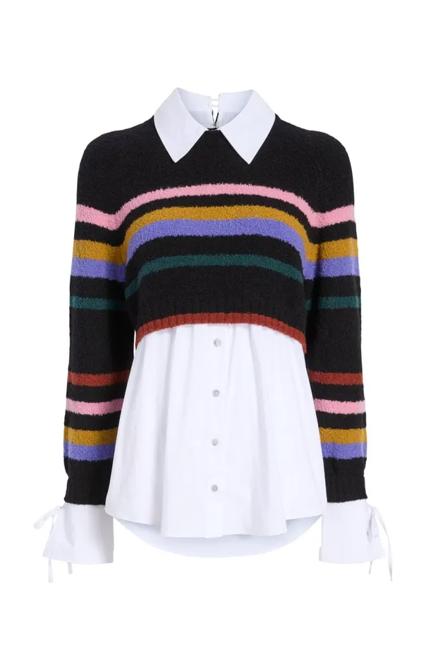 Cinq Sept Striped Nelida Pullover Blackmulti Women Sweaters and Knits