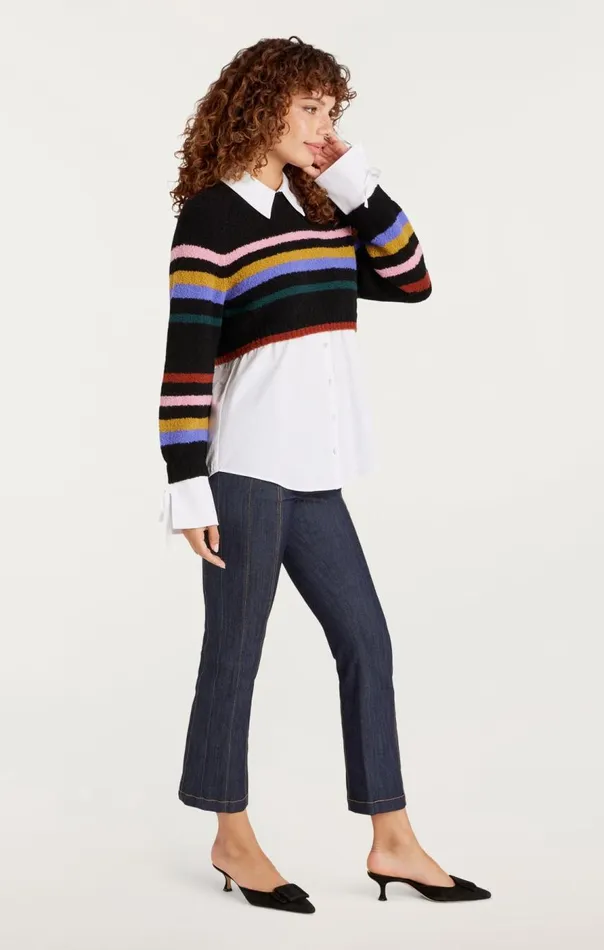 Cinq Sept Striped Nelida Pullover Blackmulti Women Sweaters and Knits