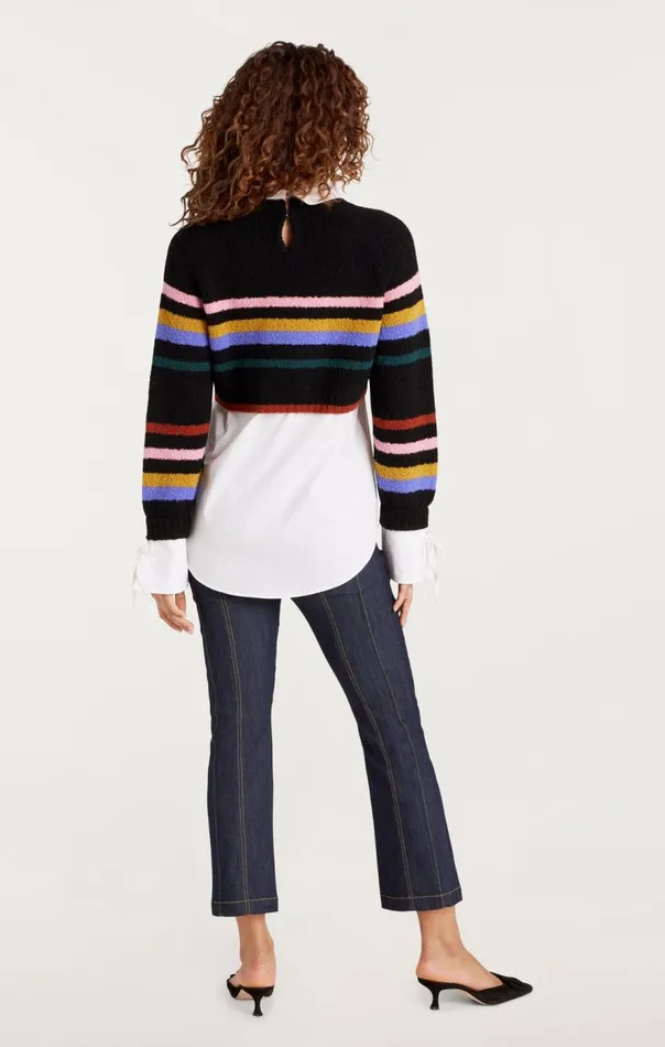 Cinq Sept Striped Nelida Pullover Blackmulti Women Sweaters and Knits