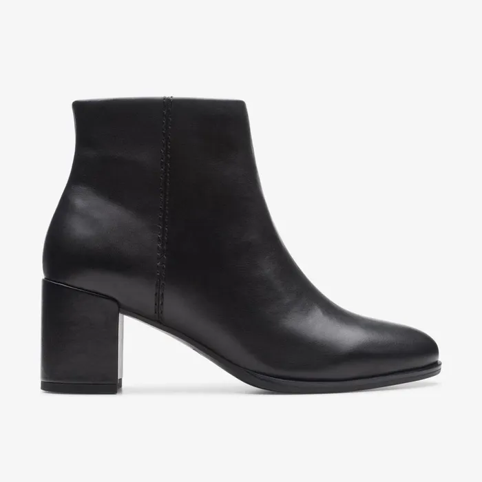 Clarks Black Boots Freva 55 Zip Ankle Boot Black Leather 8211 Women