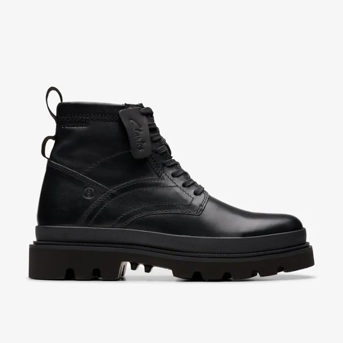 Clarks Black Shoes Badell Hi Waterproof Black Warmlined Leather 8211 Men