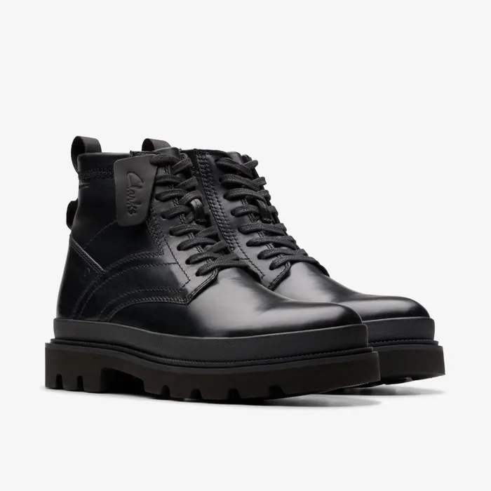 Clarks Black Shoes Badell Hi Waterproof Black Warmlined Leather 8211 Men