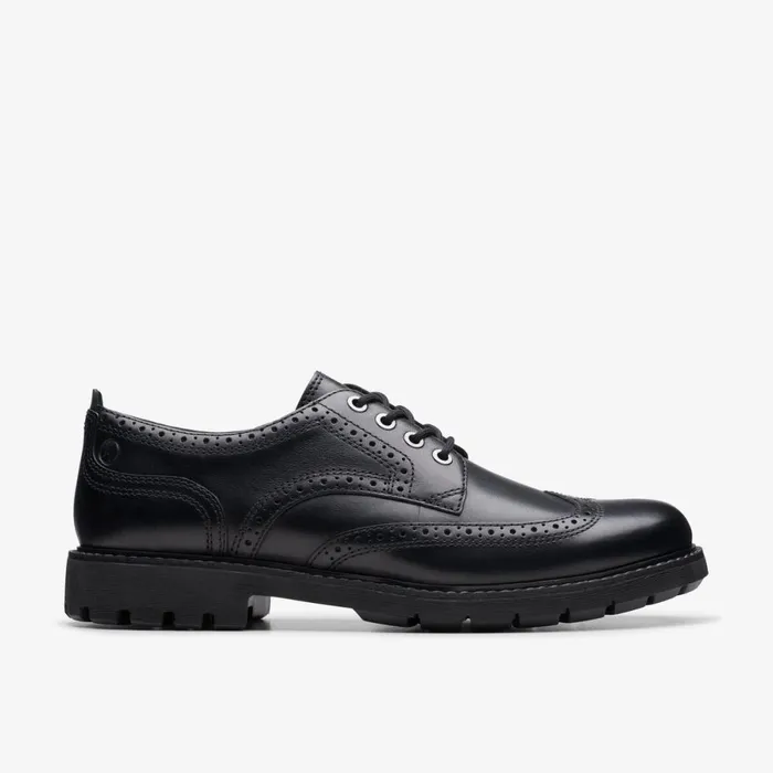 Clarks Black Shoes Batcombe Far Brogue Black Leather 8211 Men
