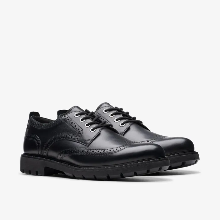 Clarks Black Shoes Batcombe Far Brogue Black Leather 8211 Men
