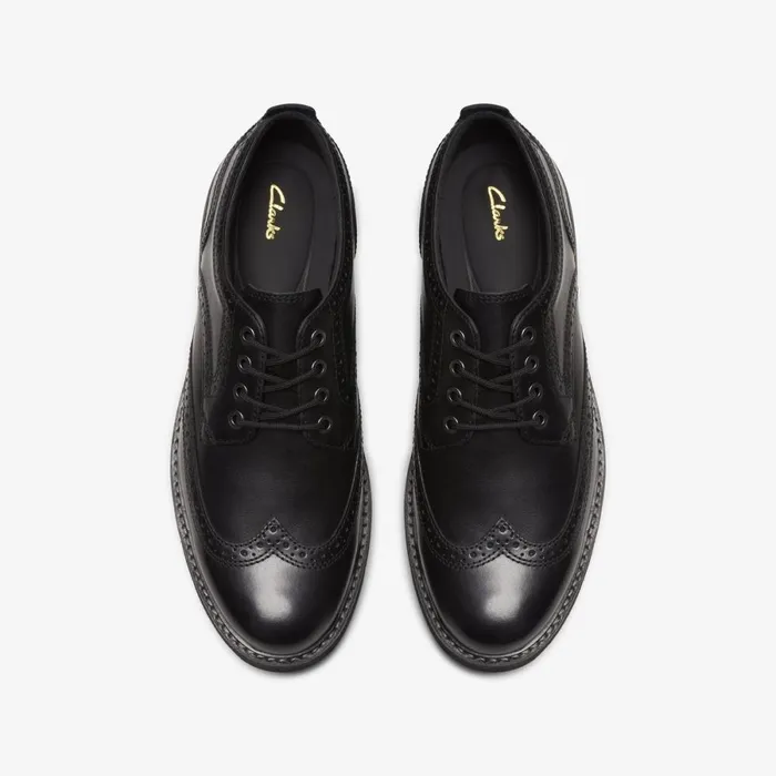Clarks Black Shoes Batcombe Far Brogue Black Leather 8211 Men