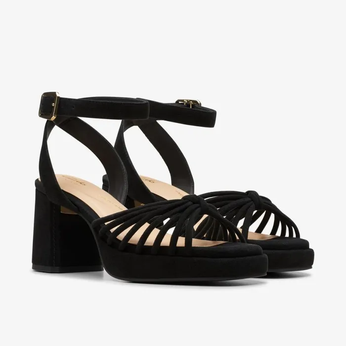 Clarks Black Shoes Ritzy 75 Faye Black Suede 8211 Women