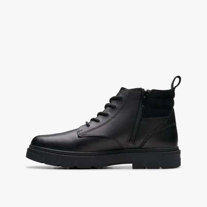 Clarks Boots Lorcam Trail Older Black Leather 8211 Kids