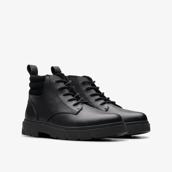 Clarks Boots Lorcam Trail Older Black Leather 8211 Kids