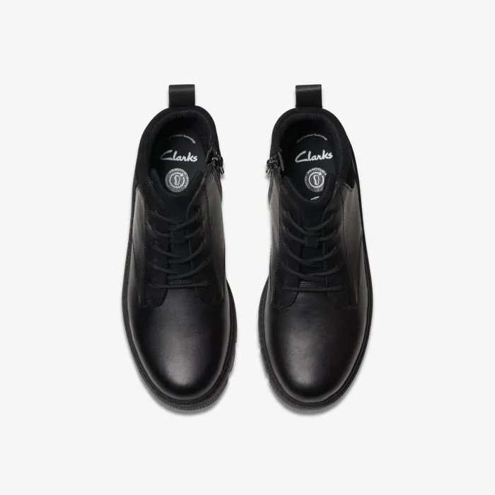 Clarks Boots Lorcam Trail Older Black Leather 8211 Kids