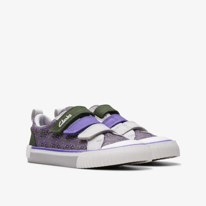 Clarks Canvas Foxing Steggy Grey Combination 8211 Kids