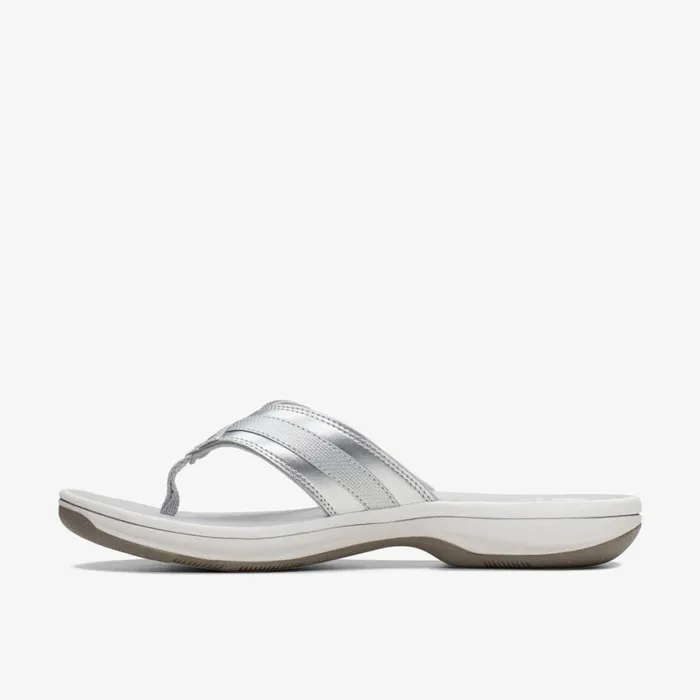 Clarks Flat Sandals Brinkley Sea Silver Synthetic 8211 Women