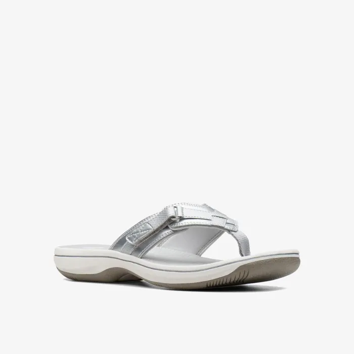 Clarks Flat Sandals Brinkley Sea Silver Synthetic 8211 Women
