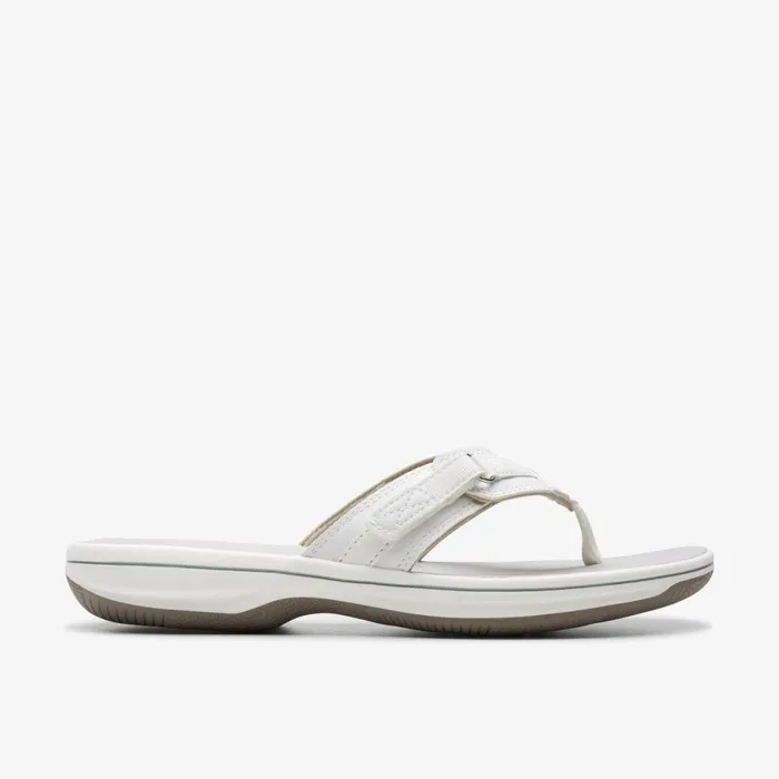 Clarks Flat Sandals Brinkley Sea White Synthetic 8211 Women