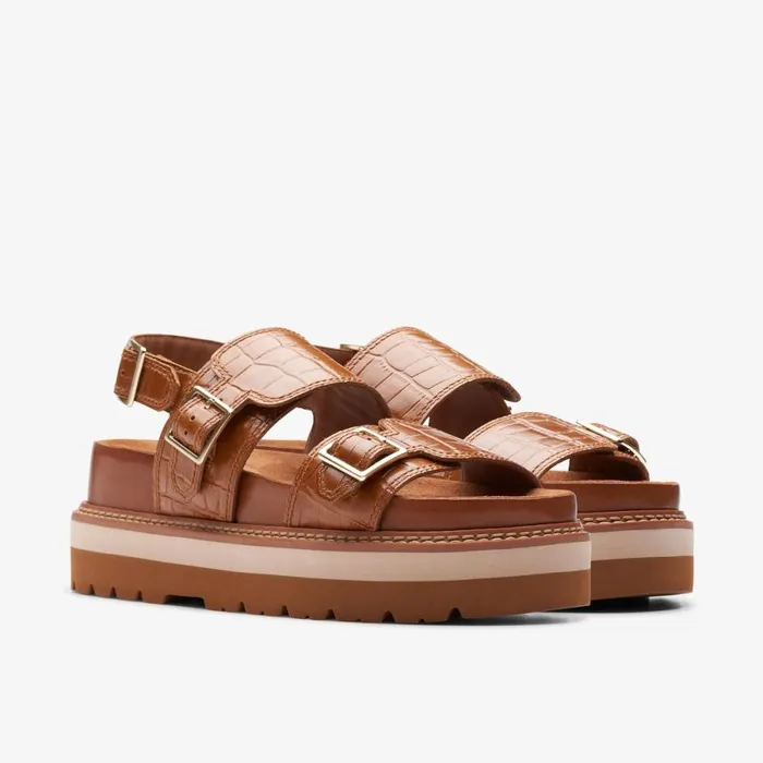 Clarks Flat Sandals Orianna Glide Tan Interest 8211 Women