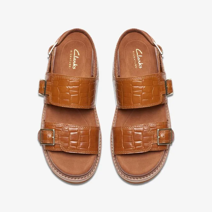 Clarks Flat Sandals Orianna Glide Tan Interest 8211 Women