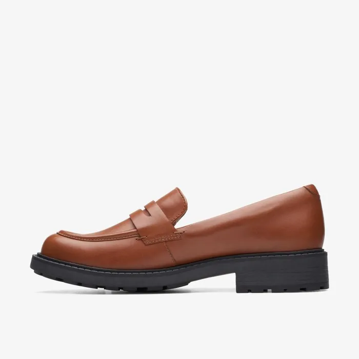 Clarks Flat Shoes Orinoco 2 Penny Loafer Dark Tan Leather 8211 Women