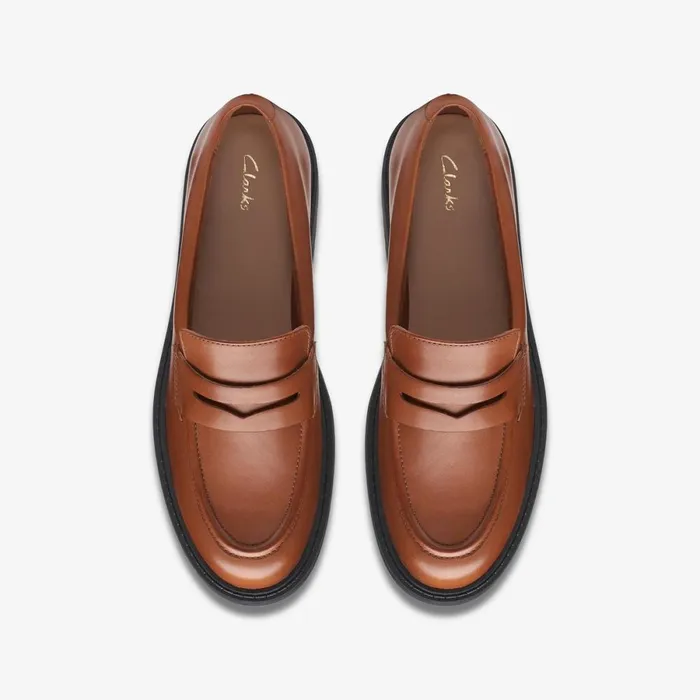 Clarks Flat Shoes Orinoco 2 Penny Loafer Dark Tan Leather 8211 Women