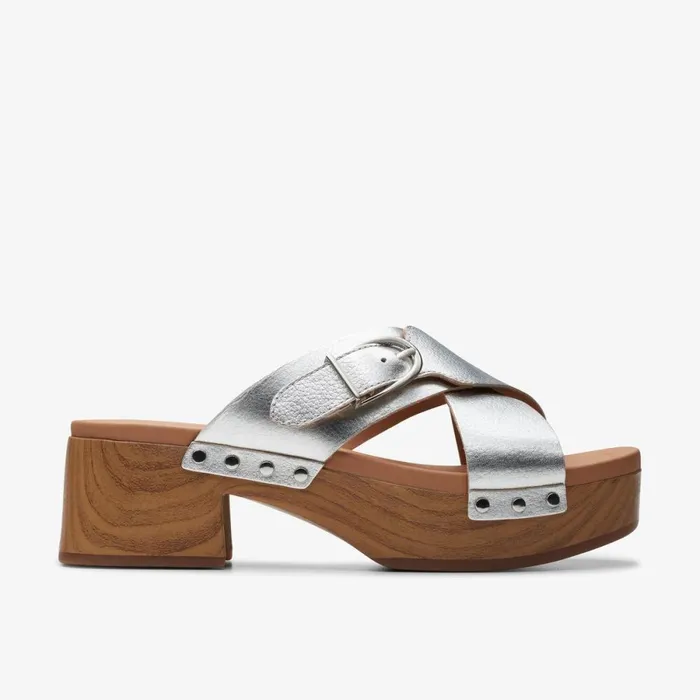 Clarks Heels Sivanne Walk Silver Leather 8211 Women