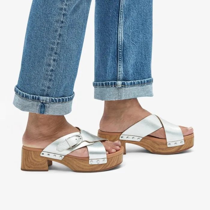 Clarks Heels Sivanne Walk Silver Leather 8211 Women
