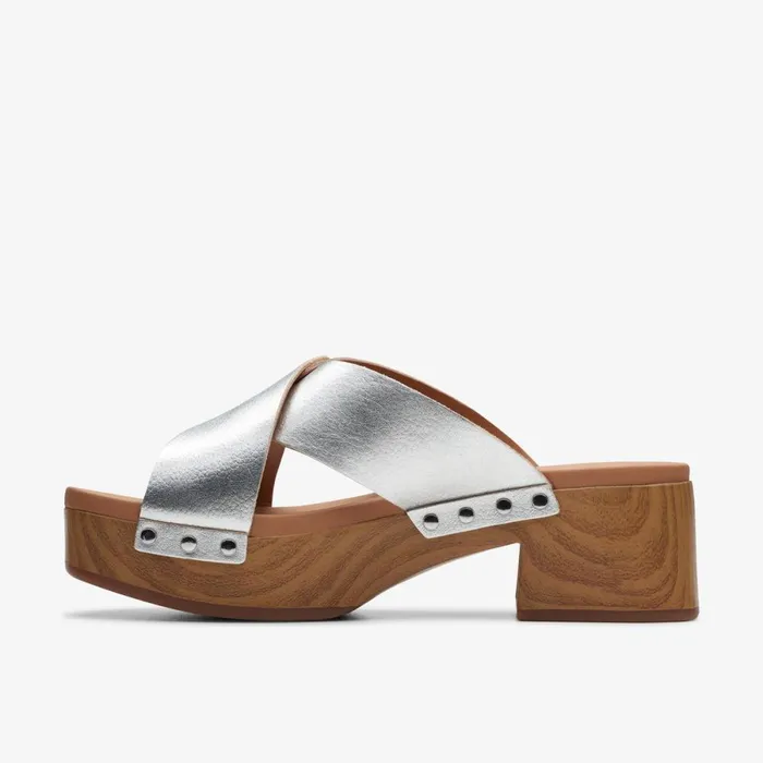Clarks Heels Sivanne Walk Silver Leather 8211 Women