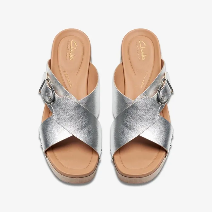 Clarks Heels Sivanne Walk Silver Leather 8211 Women