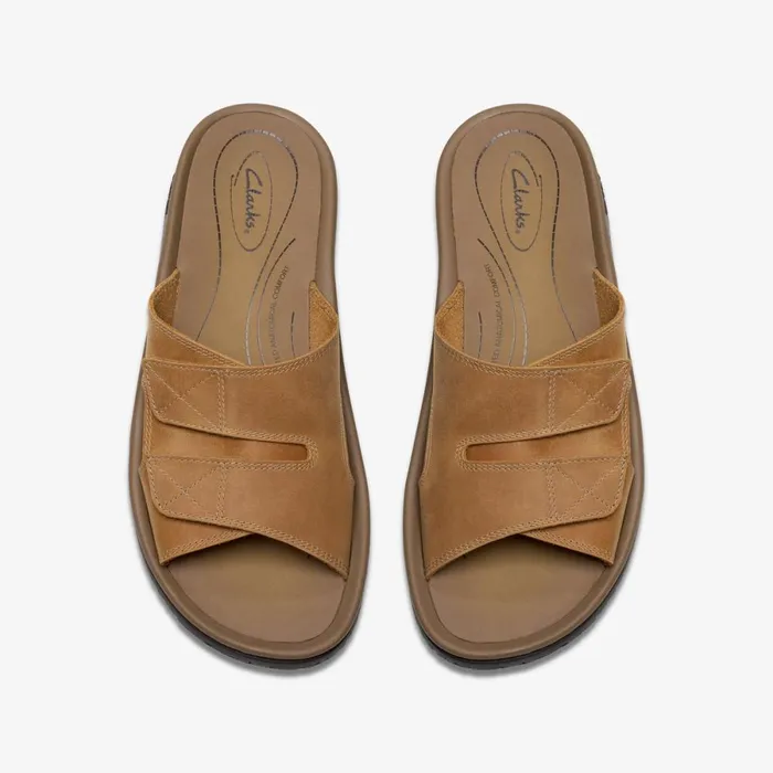 Clarks Sandals Wesley Strap Tan Leather 8211 Men
