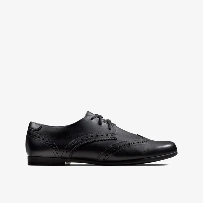 Clarks Shoes Scala Lace Black Leather 8211 Kids