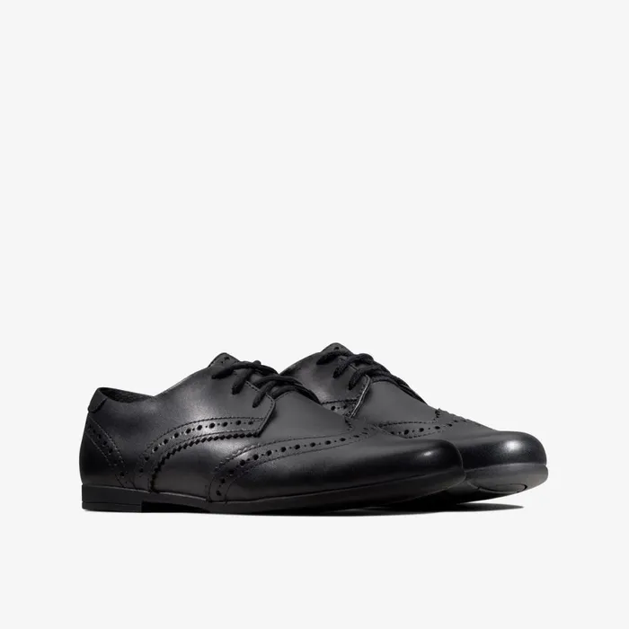 Clarks Shoes Scala Lace Black Leather 8211 Kids