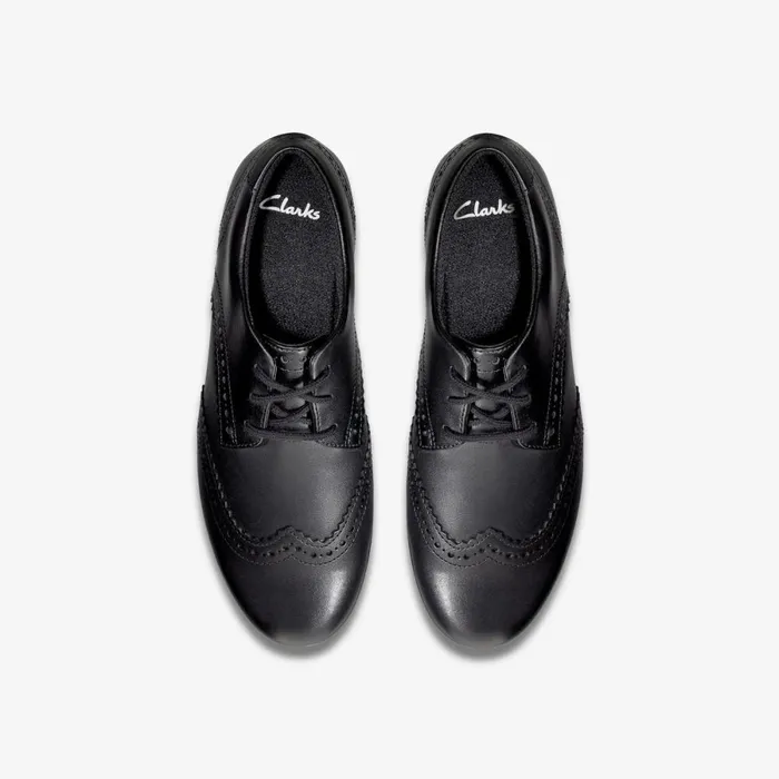 Clarks Shoes Scala Lace Black Leather 8211 Kids