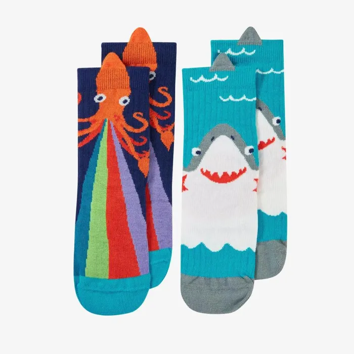 Clarks Socks and Tights Character Socks 2 Pack Infant Size 68 Sharksquid 8211 Kids