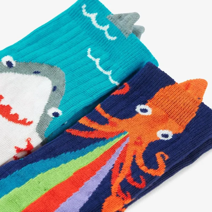Clarks Socks and Tights Character Socks 2 Pack Infant Size 68 Sharksquid 8211 Kids