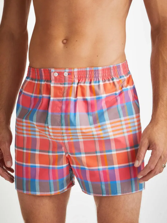 Classic Fit Boxer Shorts Men Derek Rose Classic Fit Boxers Barker 36 Cotton Multi